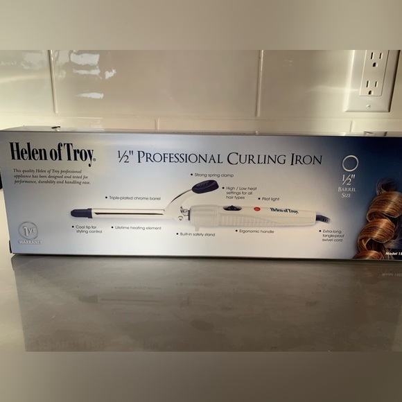 1/2” thumb spring curling iron. Helen of Troy. New triple plated chrome barrel - Picture 2 of 3